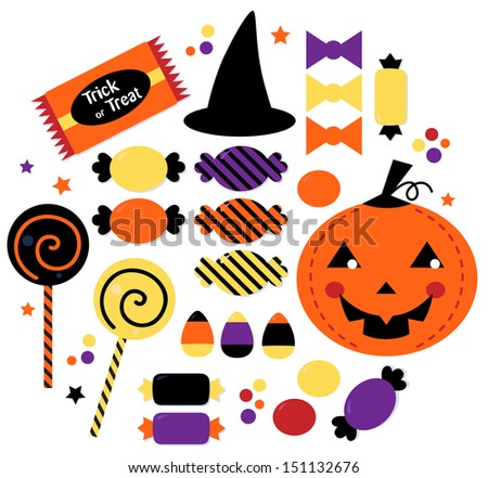 Halloween cute sweet Candy collection isolated on white Halloween cute sweet Candy collection isolated on white