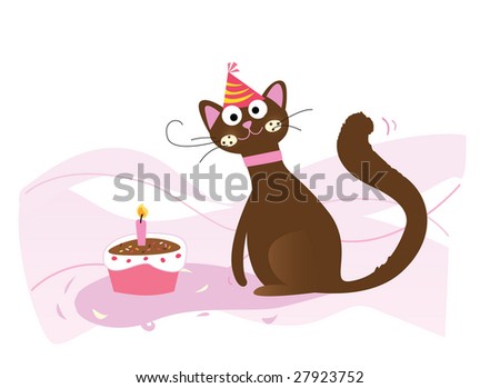 happy birthday cat picture. stock vector : Happy birthday,