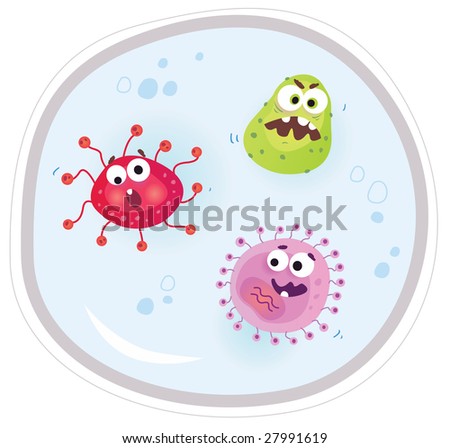 stock vector : Germs under the microscope. Vector Illustration.