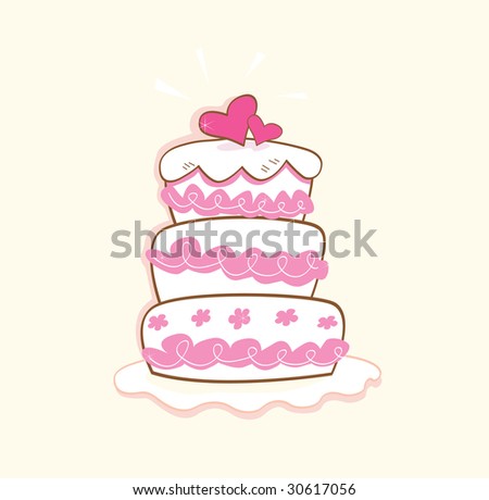 stock vector Wedding cake Pink decorative sweet cake