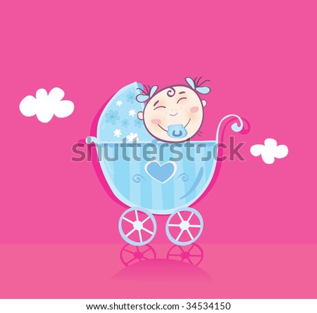 baby girl cartoon. It#39;s girl! Vector cartoon