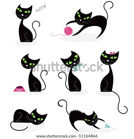 black cat cartoon. stock vector : Black cat