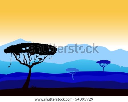 dark trees background. Vector ackground with dark