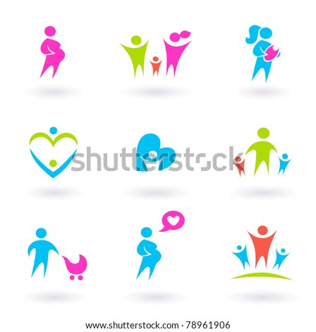 Collection of Family, People and Maternity icons. Vector Illustration.