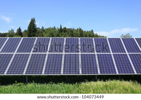 Detail of the Solar Power Station in the green spring Nature