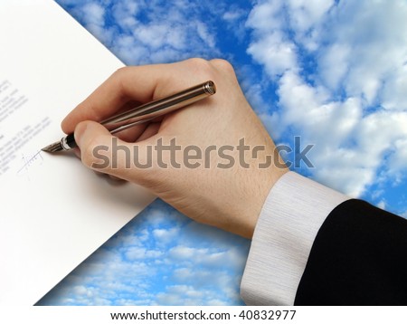 Signature of Business Contract on the blue Sky