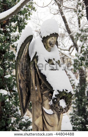 Snowy Angel on the old Prague Cemetery
