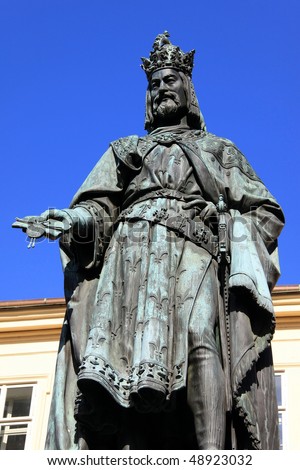 Bronze Statue of the eleventh King of Czech and Roman Emperor Charles IV. in Prague