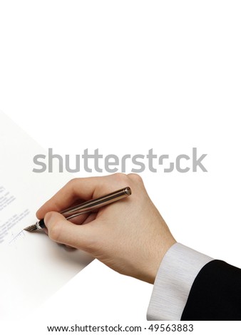 The Signature of Business Contract isolated on the white Background