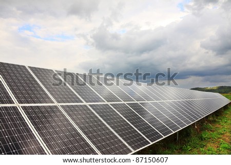 Solar Power Station in the dramatically autumn Nature
