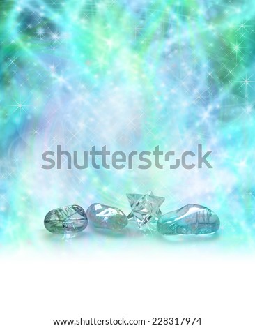 Cosmic Healing Crystals - Healer\'s crystals on a mystical wispy sparkling blue background