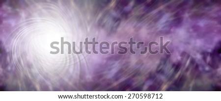Energy Field banner - wide purple banner with an intricate white energy formation on left side and wispy purple light tracks flowing away to right hand side providing plenty of copy space