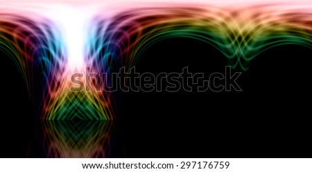 Rainbow Matrix on Black Banner - Column of gaseous rainbow matrix colors on wide black background