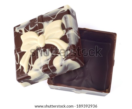 Chocolate gift box isolated on white.