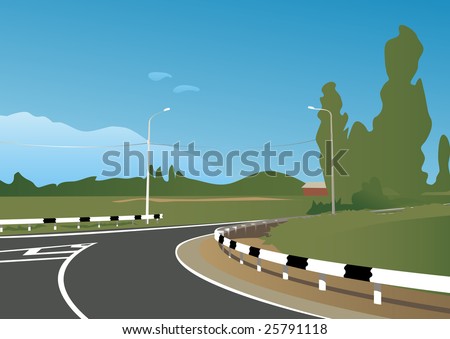 City landscape, sky and trees and road