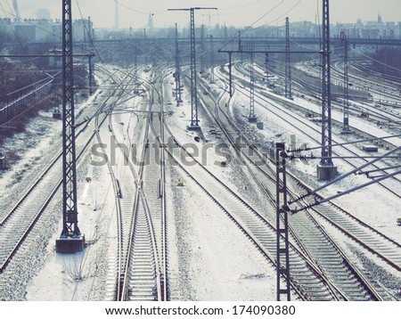 complicated urban railway system by winter time