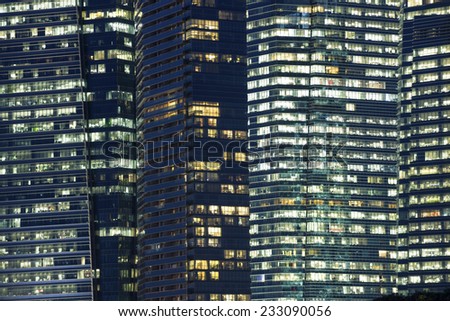 detailed night windows pattern in modern city
