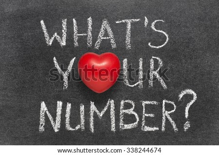 what is your number question handwritten on blackboard with heart symbol instead O