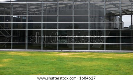 modern building glass wall, futuristic design, Japan