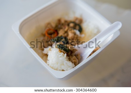 Thai take away food, Stir basil with rice