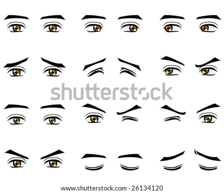 Vector male eyes in different emotion