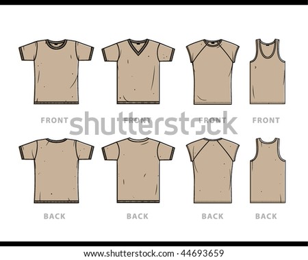 shirt template back. T-shirt template - front