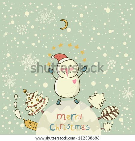 Cartoon Christmas Background For Nice Holiday Cards With Cute