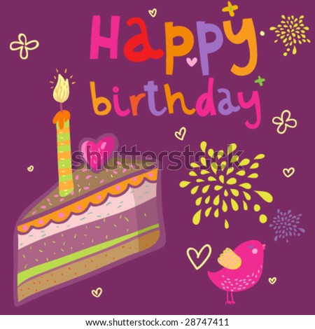 Birthday Cake Cartoon on Cartoon Birthday Cake In Vector   28747411   Shutterstock
