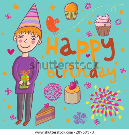 Birthday Cartoon Background Stock Photo 28959373 : Shutterstock