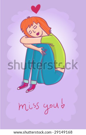 I Miss You Cute Pics. stock vector : Miss you - cute