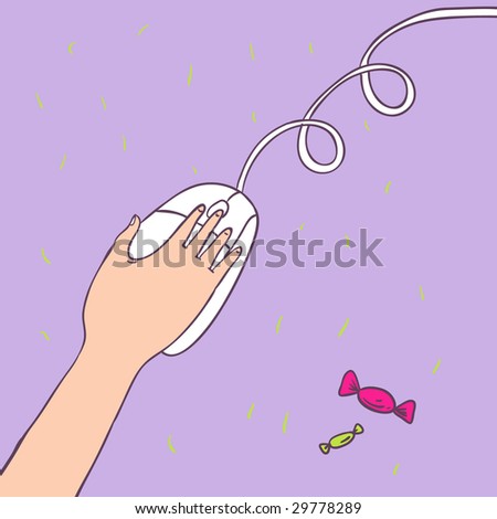 computer mouse in hand - concept cartoon