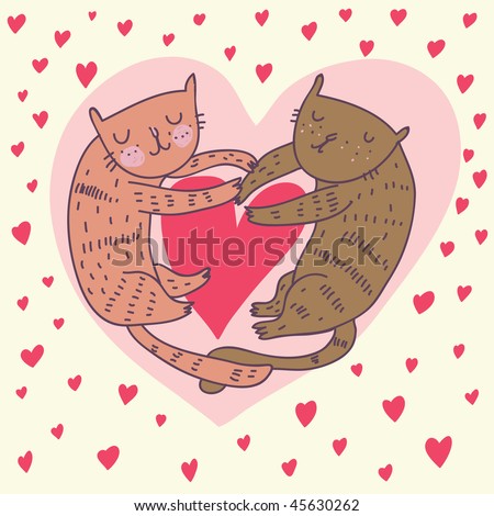 cute cartoon images of love. stock vector : Cartoon cats in love. Cute romantic background