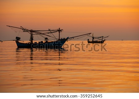 fishing boats on sunset , Morning sea fishing village of Long water and muck light and superb local amenities.