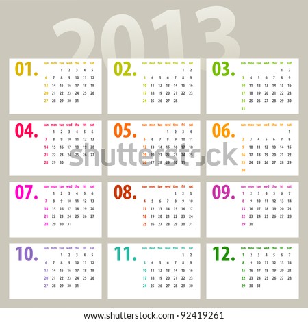 Logo Design 2013 on Circular Calendar 2013 Vector 2013 Year Calendar Find Similar Images