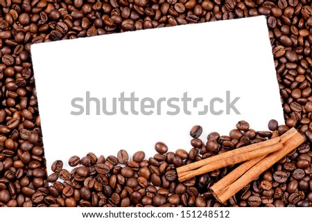 Empty paper on roasted coffee beans, can be used as background