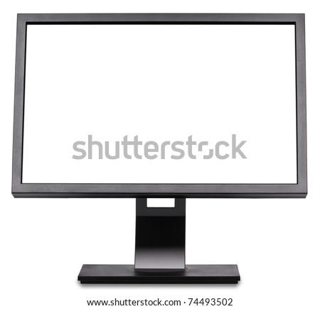 a blank white screen. stock photo : Professional widescreen monitor with lank white screen