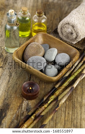Aromatic spa set with towel , dry grove, spa oil,