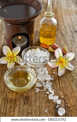 Spa sitting with old wood background