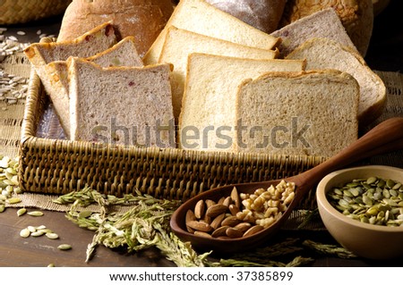 A basket slices of bread toasts