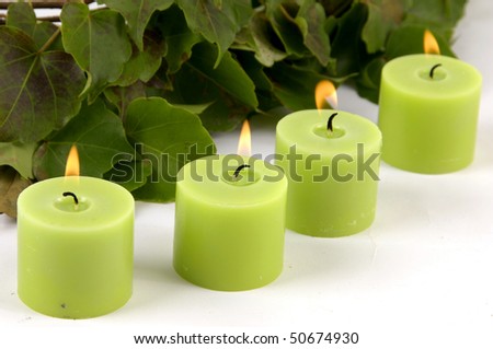 Decoration-ivy and green candle