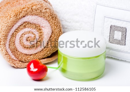Spa set towel roll and cream