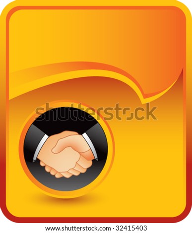 business handshake on orange rip curl background