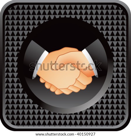 business handshake on black checkered web button