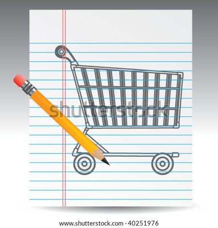 Shopping Cart Drawing Stock Vector Illustration 40251976 : Shutterstock