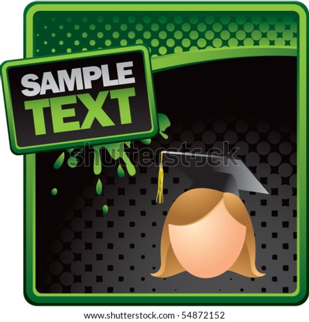 stock vector : cartoon graduate girl halftone grungy ad stock vector : cartoon graduate girl halftone grungy ad