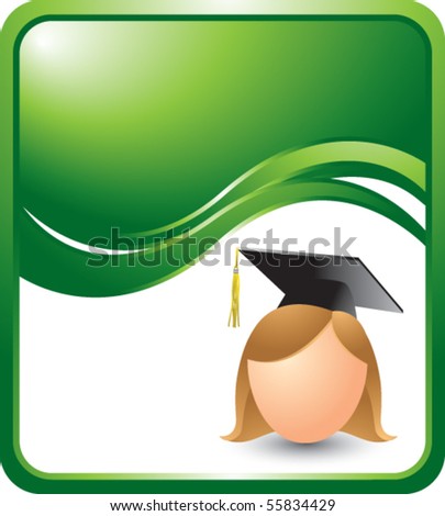 stock vector : cartoon graduate girl green wave stock vector : cartoon graduate girl green wave