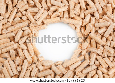 Wood pellets forming a frame