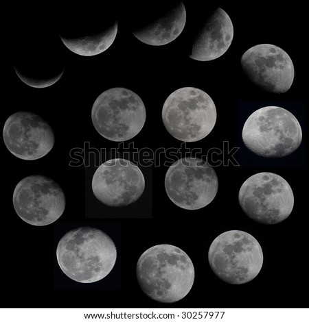 sixteen Moon phases