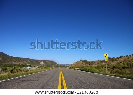 Open highway in North America on a beautiful sunny day