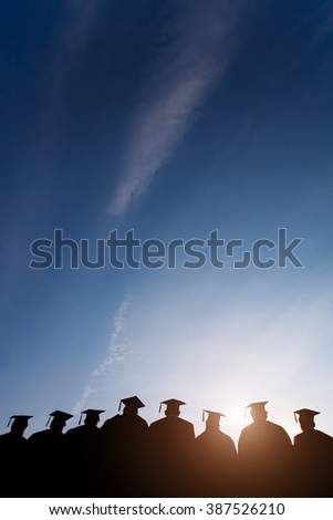 Education Graduation with blue sky vertical with sun flare